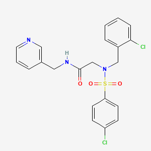 molecular formula C21H19Cl2N3O3S B3667421 N~2~-(2-chlorobenzyl)-N~2~-[(4-chlorophenyl)sulfonyl]-N-(pyridin-3-ylmethyl)glycinamide 