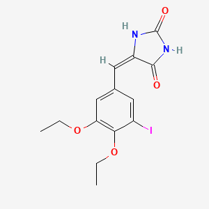 molecular formula C14H15IN2O4 B3667424 (5E)-5-[(3,4-diethoxy-5-iodophenyl)methylidene]imidazolidine-2,4-dione 