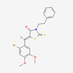 molecular formula C20H18BrNO3S2 B3667459 5-(2-bromo-4,5-dimethoxybenzylidene)-3-(2-phenylethyl)-2-thioxo-1,3-thiazolidin-4-one 