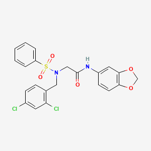 molecular formula C22H18Cl2N2O5S B3667460 N-1,3-benzodioxol-5-yl-N~2~-(2,4-dichlorobenzyl)-N~2~-(phenylsulfonyl)glycinamide 