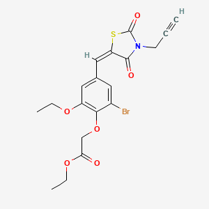 ethyl (2-bromo-4-{(E)-[2,4-dioxo-3-(prop-2-yn-1-yl)-1,3-thiazolidin-5-ylidene]methyl}-6-ethoxyphenoxy)acetate