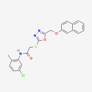 molecular formula C22H18ClN3O3S B3667603 N-(5-chloro-2-methylphenyl)-2-({5-[(2-naphthyloxy)methyl]-1,3,4-oxadiazol-2-yl}thio)acetamide 