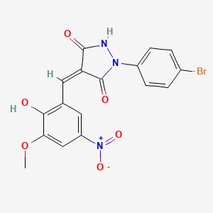 (4Z)-1-(4-bromophenyl)-4-(2-hydroxy-3-methoxy-5-nitrobenzylidene)pyrazolidine-3,5-dione