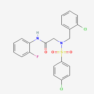 molecular formula C21H17Cl2FN2O3S B3667758 N~2~-(2-chlorobenzyl)-N~2~-[(4-chlorophenyl)sulfonyl]-N~1~-(2-fluorophenyl)glycinamide 