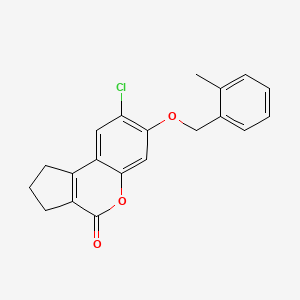 molecular formula C20H17ClO3 B3667822 8-chloro-7-[(2-methylbenzyl)oxy]-2,3-dihydrocyclopenta[c]chromen-4(1H)-one 