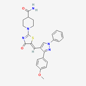 1-(5-{[3-(4-methoxyphenyl)-1-phenyl-1H-pyrazol-4-yl]methylene}-4-oxo-4,5-dihydro-1,3-thiazol-2-yl)-4-piperidinecarboxamide