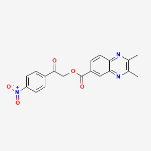 molecular formula C19H15N3O5 B3667954 2-(4-nitrophenyl)-2-oxoethyl 2,3-dimethyl-6-quinoxalinecarboxylate 