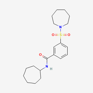 molecular formula C20H30N2O3S B3667961 3-(1-azepanylsulfonyl)-N-cycloheptylbenzamide 