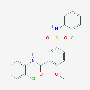 molecular formula C20H16Cl2N2O4S B3668028 N-(2-chlorophenyl)-5-[(2-chlorophenyl)sulfamoyl]-2-methoxybenzamide 