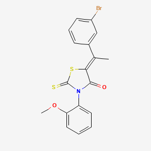 molecular formula C18H14BrNO2S2 B3668092 5-[1-(3-bromophenyl)ethylidene]-3-(2-methoxyphenyl)-2-thioxo-1,3-thiazolidin-4-one 