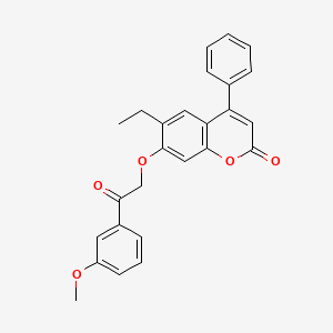 molecular formula C26H22O5 B3668106 6-ethyl-7-[2-(3-methoxyphenyl)-2-oxoethoxy]-4-phenyl-2H-chromen-2-one 