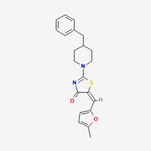 molecular formula C21H22N2O2S B3668114 2-(4-benzyl-1-piperidinyl)-5-[(5-methyl-2-furyl)methylene]-1,3-thiazol-4(5H)-one 