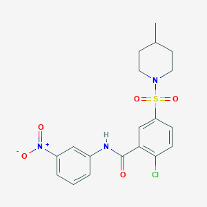 molecular formula C19H20ClN3O5S B3668185 2-chloro-5-[(4-methyl-1-piperidinyl)sulfonyl]-N-(3-nitrophenyl)benzamide 