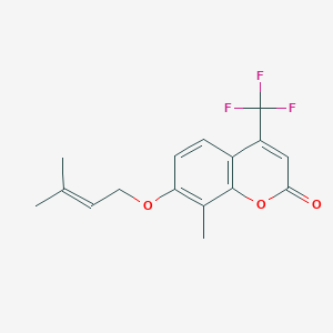 molecular formula C16H15F3O3 B3668206 8-methyl-7-[(3-methyl-2-buten-1-yl)oxy]-4-(trifluoromethyl)-2H-chromen-2-one 