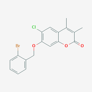 molecular formula C18H14BrClO3 B3668256 7-[(2-bromobenzyl)oxy]-6-chloro-3,4-dimethyl-2H-chromen-2-one 