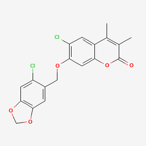 6-chloro-7-[(6-chloro-1,3-benzodioxol-5-yl)methoxy]-3,4-dimethyl-2H-chromen-2-one