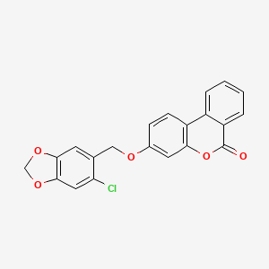 molecular formula C21H13ClO5 B3668331 3-[(6-chloro-1,3-benzodioxol-5-yl)methoxy]-6H-benzo[c]chromen-6-one 