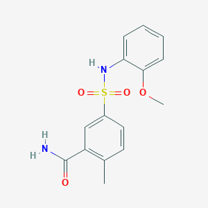 molecular formula C15H16N2O4S B3668348 5-{[(2-methoxyphenyl)amino]sulfonyl}-2-methylbenzamide 