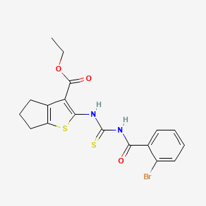 ETHYL 2-({[(2-BROMOPHENYL)FORMAMIDO]METHANETHIOYL}AMINO)-4H,5H,6H-CYCLOPENTA[B]THIOPHENE-3-CARBOXYLATE