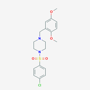 molecular formula C19H23ClN2O4S B366843 1-[(4-Chlorophenyl)sulfonyl]-4-(2,5-dimethoxybenzyl)piperazine CAS No. 332899-13-5