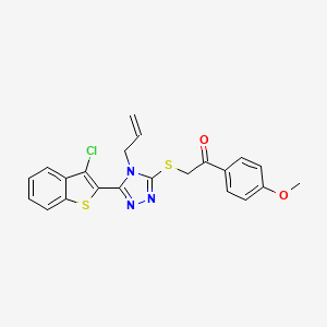 molecular formula C22H18ClN3O2S2 B3668468 2-{[4-allyl-5-(3-chloro-1-benzothien-2-yl)-4H-1,2,4-triazol-3-yl]thio}-1-(4-methoxyphenyl)ethanone 