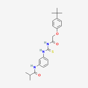 molecular formula C23H29N3O3S B3668504 N-{3-[({[(4-tert-butylphenoxy)acetyl]amino}carbonothioyl)amino]phenyl}-2-methylpropanamide 