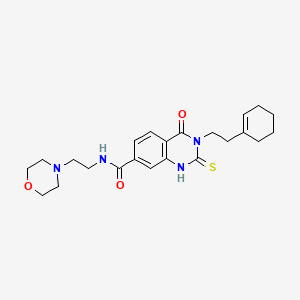 molecular formula C23H30N4O3S B3668531 3-[2-(1-cyclohexen-1-yl)ethyl]-N-[2-(4-morpholinyl)ethyl]-4-oxo-2-thioxo-1,2,3,4-tetrahydro-7-quinazolinecarboxamide 