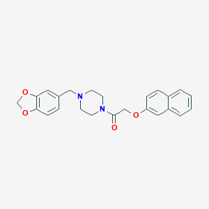 molecular formula C24H24N2O4 B366857 1-(1,3-Benzodioxol-5-ylmethyl)-4-[(2-naphthyloxy)acetyl]piperazine CAS No. 423742-17-0