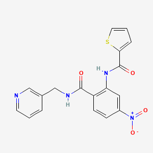 molecular formula C18H14N4O4S B3668598 N-[5-nitro-2-(pyridin-3-ylmethylcarbamoyl)phenyl]thiophene-2-carboxamide 