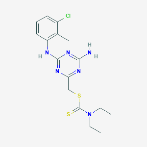 molecular formula C16H21ClN6S2 B3668604 {4-amino-6-[(3-chloro-2-methylphenyl)amino]-1,3,5-triazin-2-yl}methyl diethyldithiocarbamate 