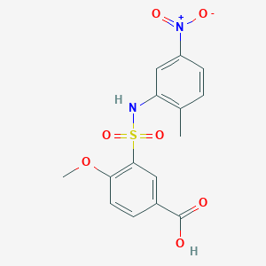 molecular formula C15H14N2O7S B3668683 4-methoxy-3-{[(2-methyl-5-nitrophenyl)amino]sulfonyl}benzoic acid 