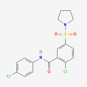 molecular formula C17H16Cl2N2O3S B3668695 2-chloro-N-(4-chlorophenyl)-5-(1-pyrrolidinylsulfonyl)benzamide 