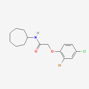 molecular formula C15H19BrClNO2 B3668731 2-(2-bromo-4-chlorophenoxy)-N-cycloheptylacetamide 