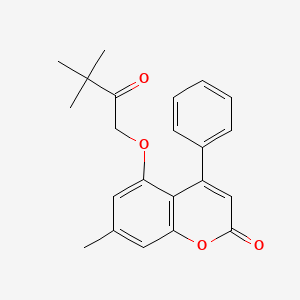 molecular formula C22H22O4 B3668739 5-(3,3-dimethyl-2-oxobutoxy)-7-methyl-4-phenyl-2H-chromen-2-one 