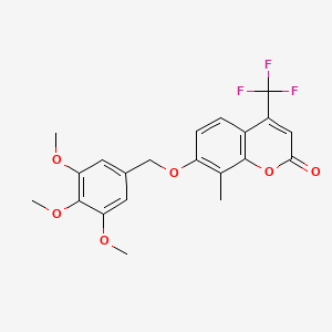 molecular formula C21H19F3O6 B3668820 8-methyl-4-(trifluoromethyl)-7-[(3,4,5-trimethoxybenzyl)oxy]-2H-chromen-2-one 