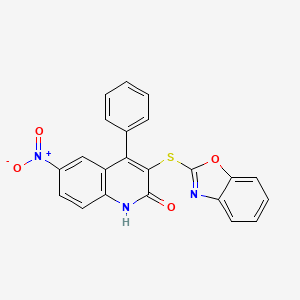 3-(1,3-benzoxazol-2-ylthio)-6-nitro-4-phenyl-2(1H)-quinolinone