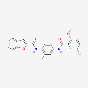 molecular formula C24H19ClN2O4 B3668835 N-{4-[(5-chloro-2-methoxybenzoyl)amino]-2-methylphenyl}-1-benzofuran-2-carboxamide 