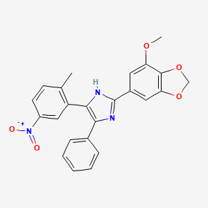 molecular formula C24H19N3O5 B3668854 2-(7-methoxy-1,3-benzodioxol-5-yl)-5-(2-methyl-5-nitrophenyl)-4-phenyl-1H-imidazole 