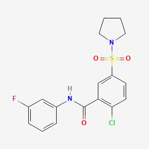 2-chloro-N-(3-fluorophenyl)-5-(1-pyrrolidinylsulfonyl)benzamide