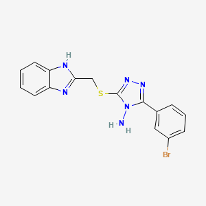 molecular formula C16H13BrN6S B3668938 3-[(1H-benzimidazol-2-ylmethyl)thio]-5-(3-bromophenyl)-4H-1,2,4-triazol-4-amine 