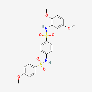 molecular formula C21H22N2O7S2 B3668989 N-(4-{[(2,5-dimethoxyphenyl)amino]sulfonyl}phenyl)-4-methoxybenzenesulfonamide 