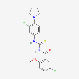 molecular formula C19H19Cl2N3O2S B3668990 5-chloro-N-({[3-chloro-4-(1-pyrrolidinyl)phenyl]amino}carbonothioyl)-2-methoxybenzamide 