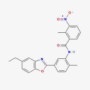 molecular formula C24H21N3O4 B3669041 N-[5-(5-ethyl-1,3-benzoxazol-2-yl)-2-methylphenyl]-2-methyl-3-nitrobenzamide 