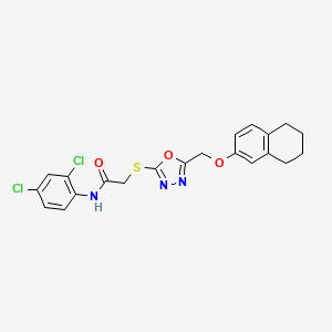 molecular formula C21H19Cl2N3O3S B3669063 N-(2,4-dichlorophenyl)-2-({5-[(5,6,7,8-tetrahydro-2-naphthalenyloxy)methyl]-1,3,4-oxadiazol-2-yl}thio)acetamide 