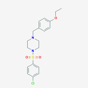 molecular formula C19H23ClN2O3S B366912 1-[(4-Chlorophenyl)sulfonyl]-4-(4-ethoxybenzyl)piperazine CAS No. 332899-22-6