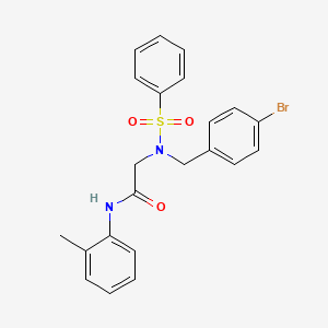 molecular formula C22H21BrN2O3S B3669130 N~2~-(4-bromobenzyl)-N~1~-(2-methylphenyl)-N~2~-(phenylsulfonyl)glycinamide 