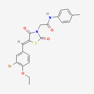 molecular formula C21H19BrN2O4S B3669197 2-[5-(3-bromo-4-ethoxybenzylidene)-2,4-dioxo-1,3-thiazolidin-3-yl]-N-(4-methylphenyl)acetamide 