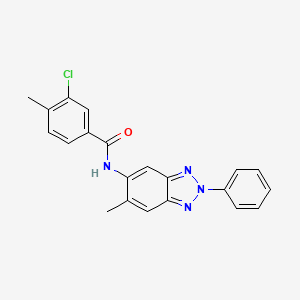 molecular formula C21H17ClN4O B3669201 3-chloro-4-methyl-N-(6-methyl-2-phenyl-2H-1,2,3-benzotriazol-5-yl)benzamide 