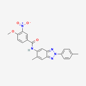 molecular formula C22H19N5O4 B3669218 4-methoxy-N-[6-methyl-2-(4-methylphenyl)-2H-1,2,3-benzotriazol-5-yl]-3-nitrobenzamide 