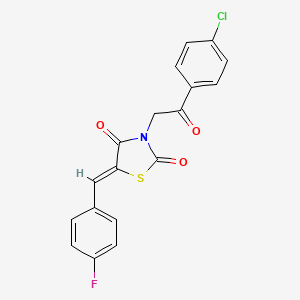 molecular formula C18H11ClFNO3S B3669230 3-[2-(4-chlorophenyl)-2-oxoethyl]-5-(4-fluorobenzylidene)-1,3-thiazolidine-2,4-dione 